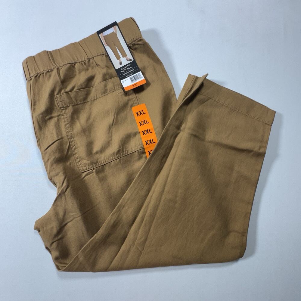 Banana Republic Tan Brown Women's Tapered Cropped Solid Pants Elastic Waist XXL